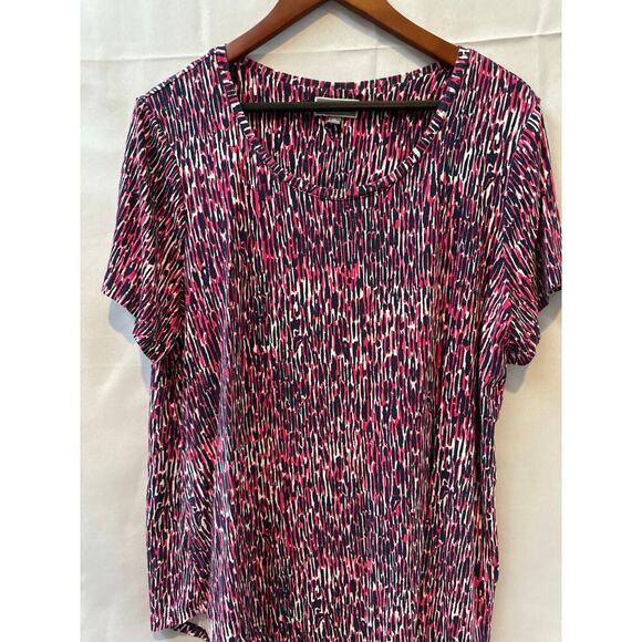JM Collection Pink and Purple Blouse Sz XL Short Sleeve - Picture 1 of 4